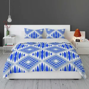 Blue Geometric Ikat Pattern Bedding Set 1