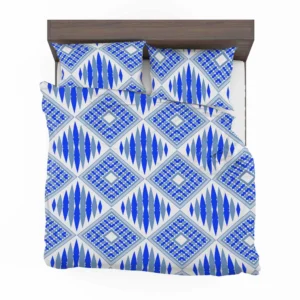 Blue Geometric Ikat Pattern Bedding Set 2