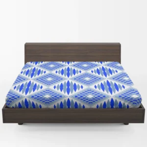 Blue Geometric Ikat Pattern Fitted Sheet 1