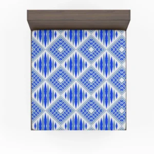 Blue Geometric Ikat Pattern Fitted Sheet