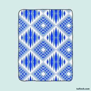 Blue Geometric Ikat Pattern Fleece Blanket 1