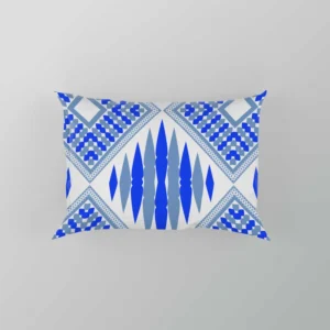 Blue Geometric Ikat Pattern Pillow Case