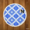 Blue Geometric Ikat Pattern Round Beach Towel