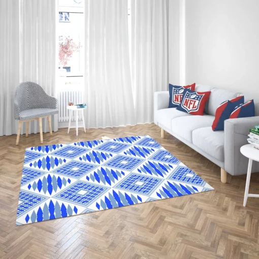 Blue Geometric Ikat Pattern Rug 2