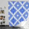 Blue Geometric Ikat Pattern Shower Curtain