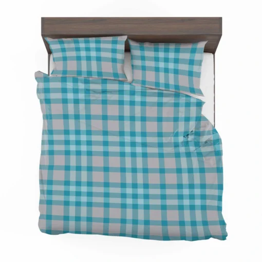 Blue Gingham Tartan Plaid Checkered Bedding Set 2