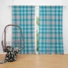 Blue Gingham Tartan Plaid Checkered Curtain