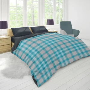 Blue Gingham Tartan Plaid Checkered Duvet Cover 1