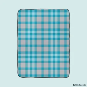 Blue Gingham Tartan Plaid Checkered Fleece Blanket 1