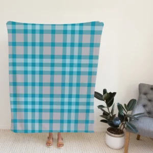 Blue Gingham Tartan Plaid Checkered Fleece Blanket