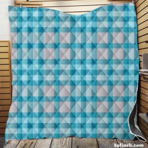 Blue Gingham Tartan Plaid Checkered Quilt Blanket