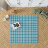 Blue Gingham Tartan Plaid Checkered Rug