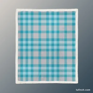 Blue Gingham Tartan Plaid Checkered Sherpa Fleece Blanket 1