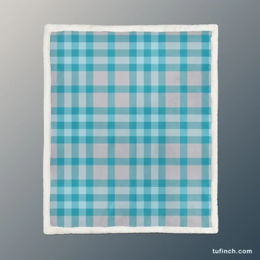 Blue Gingham Tartan Plaid Checkered Sherpa Fleece Blanket 1