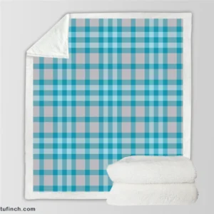 Blue Gingham Tartan Plaid Checkered Sherpa Fleece Blanket