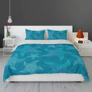 Blue Glowing Starfish Bedding Set 1