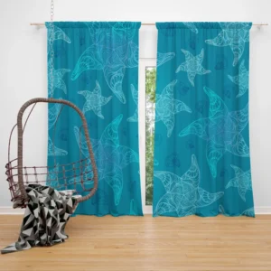 Blue Glowing Starfish Curtain