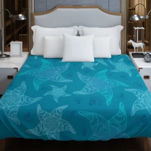 Blue Glowing Starfish Duvet Cover