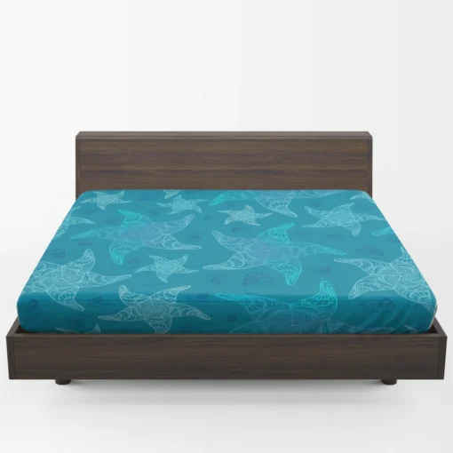 Blue Glowing Starfish Fitted Sheet 1