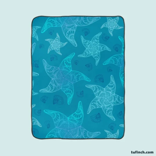 Blue Glowing Starfish Fleece Blanket 1