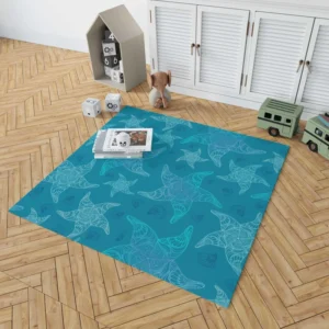 Blue Glowing Starfish Rug 1