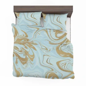 Blue Gold Liquid Marble Bedding Set 2