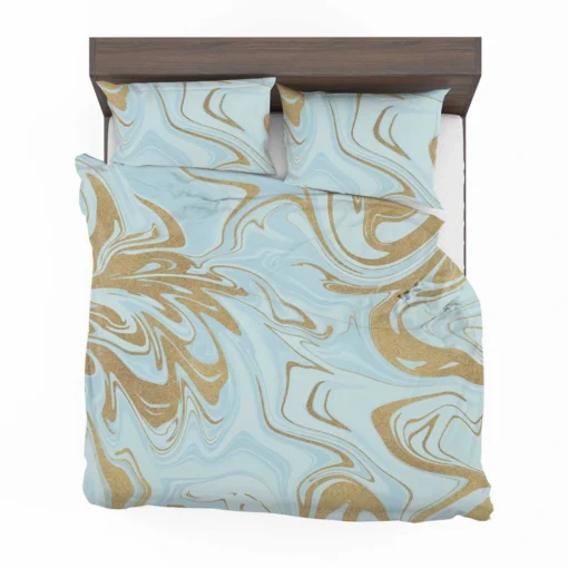 Blue Gold Liquid Marble Bedding Set 2