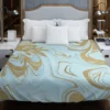 Blue Gold Liquid Marble Duvet Cover