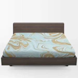 Blue Gold Liquid Marble Fitted Sheet 1