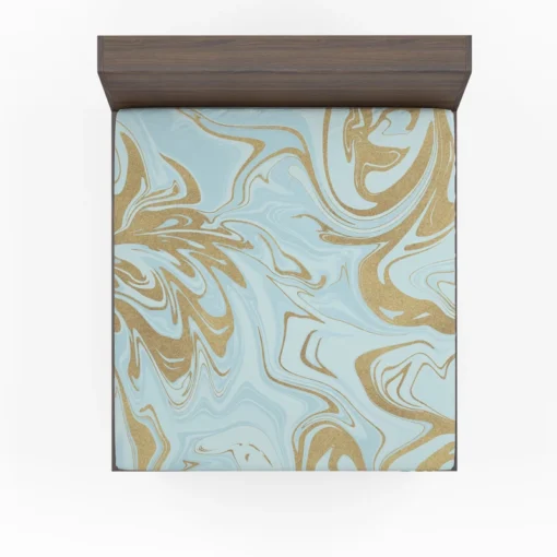 Blue Gold Liquid Marble Fitted Sheet