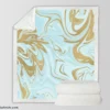 Blue Gold Liquid Marble Sherpa Fleece Blanket