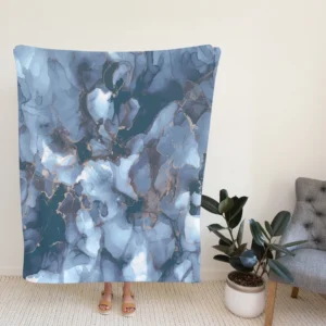 Blue Gold Luxury Marble Ink Fleece Blanket