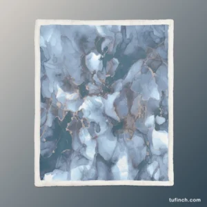 Blue Gold Luxury Marble Ink Sherpa Fleece Blanket 1