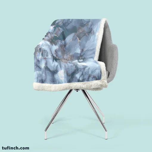 Blue Gold Luxury Marble Ink Sherpa Fleece Blanket 2