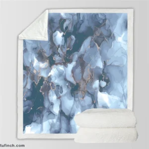 Blue Gold Luxury Marble Ink Sherpa Fleece Blanket