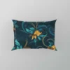 Blue Gold Seamless Floral Pattern Pillow Case