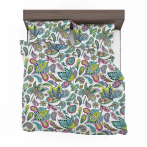 Blue Green Indian Floral Paisley Bedding Set 2