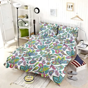 Blue Green Indian Floral Paisley Bedding Set