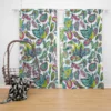 Blue Green Indian Floral Paisley Curtain