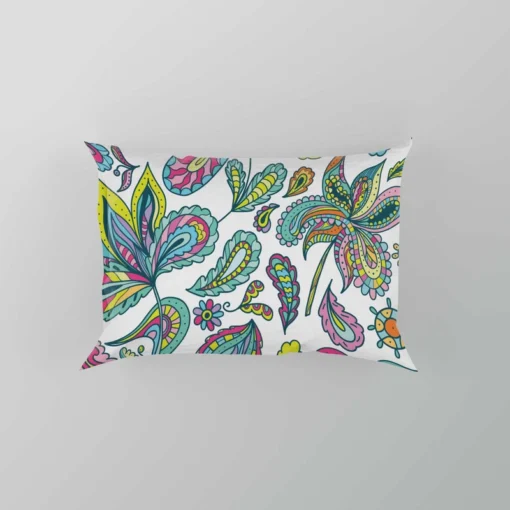 Blue Green Indian Floral Paisley Pillow Case