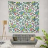 Blue Green Indian Floral Paisley Wall Tapestry