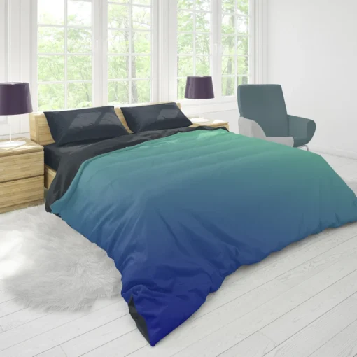 Blue Green Teal Color Gradient Duvet Cover 1