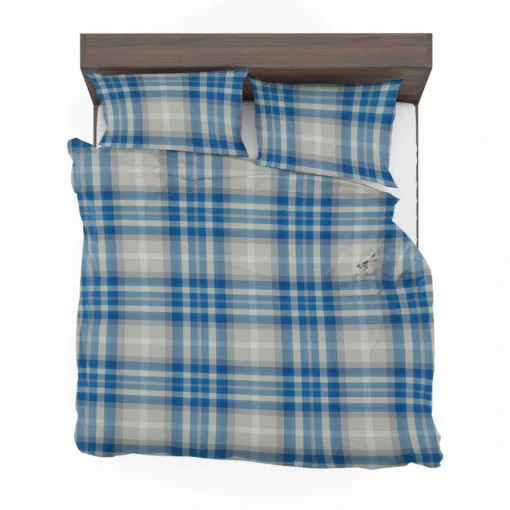 Blue Grey Check Plaid Bedding Set 2