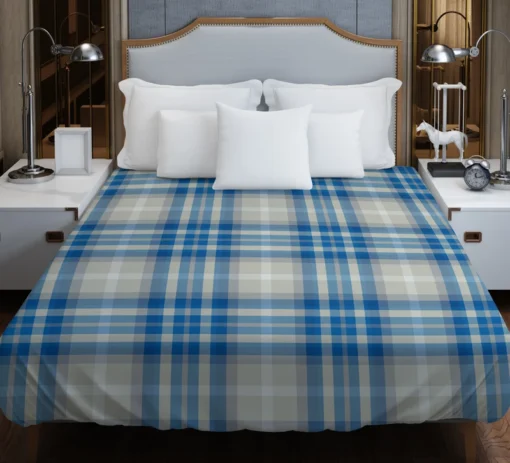 Blue Grey Check Plaid Duvet Cover