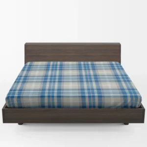 Blue Grey Check Plaid Fitted Sheet 1