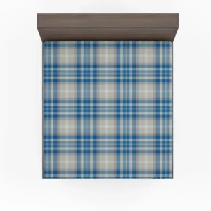 Blue Grey Check Plaid Fitted Sheet