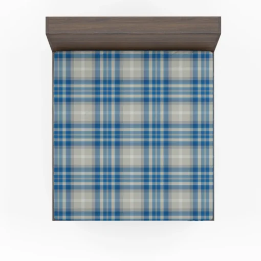 Blue Grey Check Plaid Fitted Sheet