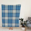 Blue Grey Check Plaid Fleece Blanket