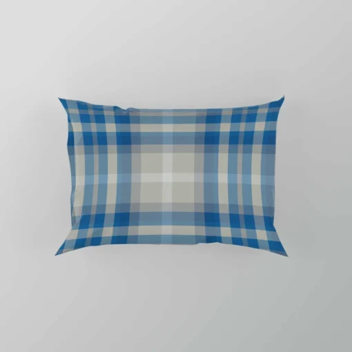 Blue Grey Check Plaid Pillow Case