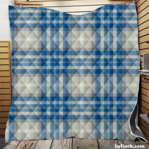 Blue Grey Check Plaid Quilt Blanket